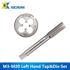 나사탭 드릴 비트 핸드탭 왼손 탭 및 다이 세트 2개 HSS 기계 플러그 메트릭 나사산 M3 M6 M8 M10 M12 M14 M16 M18 M20 451246, 2pcs M14x1.25 Set
