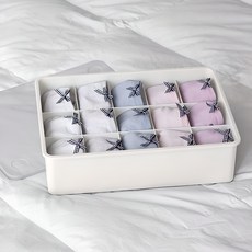 EZLIVING 15格塑膠內衣收納盒蓋, 象牙色+半透明, 1個