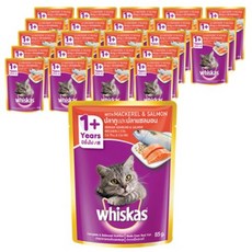  위스카스 고양이 주식 파우치 고등어와 연어, 고등어, 80g, 48개입 