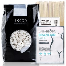 제이엔코 비사쥐 하드왁스 1kg + 왁싱몬스터 스파츌라 L 100개입 + 브라질리언 팩 1매, 1세트