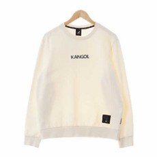 기타 9666 KangoI 아이보리 프린팅 면 사이드라벨크루넥맨투맨 [L]