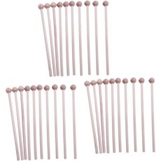  Toyvian 30 PC 말렛 퍼커션 스틱 글로켄슈필 실로폰마림바 악기 카우벨 벨마렛 목금 빈티지 목제 목파, 21.9X2CMx3pcs, ログカラー×3本 