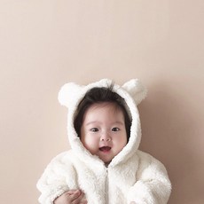 하이유맘 베이비 곰돌이 털 우주복