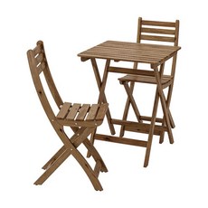 이케아 ASKHOLMEN 아스크홀멘 야외테이블+의자2/식탁세트, 색상:그레이브라운스테인_099.300.60