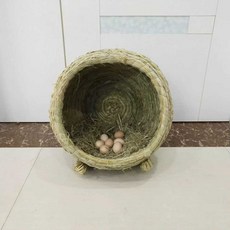 수제 닭둥지 여름 닭장 부화장 닭산란장 메추리 조류, 1개, 소형 둥지 + 가짜 알+건초