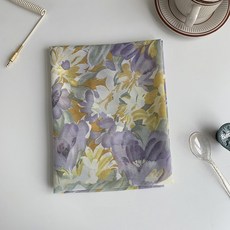 리츠센 꽃무늬 쉬폰커튼, 바이올렛(150x100cm)