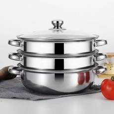 KKGTL 스테인리스 스틸 찜기 가정용 야외 캠핑용 다기능 좋은 만능 찜기 2단 3단, 27.5cm, 1개
