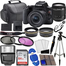 Canon 캐논 EOS 레벨 SL3 DSLR 카메라 EF-S 18-55mm 렌즈 3 키트 64GB 메모리 광각 망원 휴대용 케이스 플래시 프로 리퍼