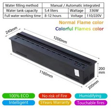 전기 벽난로 히터 인테리어 스마트 스팀 LED 불꽃 TV 스탠드 장식 무소음 3D 수증기, 3.Normal flame 색상 - 1200mm 47., C. 1200mm 47.25in