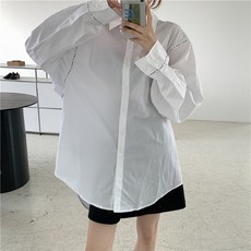 가을 여성 겹치다 입다 런닝 와이드 루즈핏 POLO 넥 하프기장 셔츠 스윗 눈길을 끄는 커버 나시 투피스
