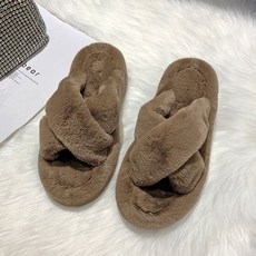 리얼 토끼털 여름 아우터 털 퍼슬리퍼 여성 교차 스타일리쉬 사회 CHIC 플랫 샌들슬리퍼