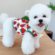 귀여운 딸기 조끼 강아지 옷, L(약3.5-4kg)
