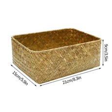 Multipurpose Cosmetic Handmade Rattan Woven Organizers Sundries Storage Basket Container Fruit Deskt, M, L Storage Baskets 1