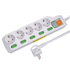 일신전기 멀티콘센트 5구5M개별절전접지코드 16A, 5m, 1개