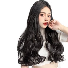 붙임머리 엔디롱 웨이브 부분 가발 3피스 세트 네츄럴블랙50cm 1세트, 진한블랙60cm * 1세트, 1개 - 긴머리피스