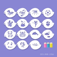 티나페페 페이스페인팅 스텐실세트, B세트-나비 백조 요정, 스텐실스펀지 3개