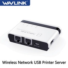 Wavlink 무선 USB 프린터 서버 10 100Mbps 이더넷에서 USB20 네트워크 LPR 프린트 서버 24G 와이파이 표준 네트워킹 어댑터, 1.Black EU Plug, 1개