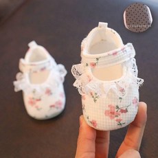 여아 레이스 플라워 보행기 신발 부드러운 밑창 아기 봄가을 봄 여름 걸음마 소프트