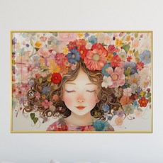 아트블루 알록달록 꽃 머리 여인 플라워 그림 카페 북유럽 거실 액자 인테리어 소품