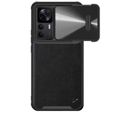 Xiaomi 12T Pro Nillkin Camshield PU 가죽 S 케이스 슬라이드 카메라 용 Mi 개인 정보 보호 뒷 표지, [01] Black