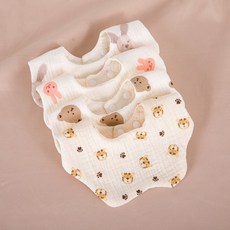 신생아 방수 순면 거즈 침받이 아기 턱받이 유아, L, 크레페 슈퍼 소프트 거즈 턱받이 4개 그룹 B 권장
