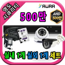 아우라 영도시큐리티 초고화질 400만 500만 최고급 CCTV 풀세트 녹화기, 실내1개/실외1개+케이블30M+어댑터포함 - 아우라녹화기