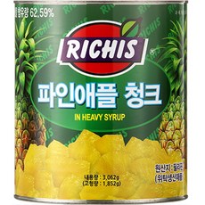 동서 리치스 파인애플 청크 3kg 2개 통조림 필리핀 파인애플 62.59% 함유