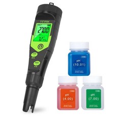 풀 소금 테스터 보정 용액 키트가 포함된 디지털 5 in 1 pH TDS EC 염도계 소금물 풀 수족관 온수 욕조 스파 수경 재배 홈 브루 앤 피클링을 위한 동시 디스, 풀 소금 테스터, 보정 용액 키트가 포함된 디지털 5