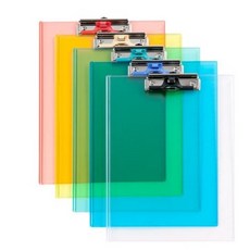 문화산업 F915-7 A4 투명&칼라 펜꽃이 클립보드(4개팩), 적색(4개팩)