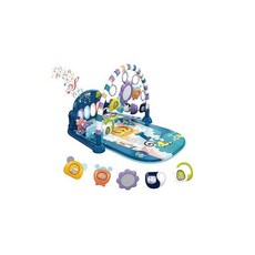 dearlomum Baby Play Mat Baby Gym Funny Play Piano Tummy Time Baby Activity Mat with 5 Infant Sensor, Tiger (Blue), one option, 1개
