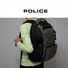 [POLICE ] 피라미드 이탈리아 명품 그린 소가죽백팩 패딩스트랩 메쉬처리 대용량 랩탑