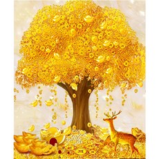 MJS 보석십자수 50x40cm (캔버스형) DIY 세트 MJ8, AD37 황금가득 금전수, 1세트 AD37 황금가득 금전수, 1개