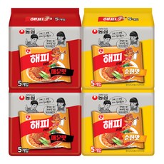 농심 해피라면 매운맛2팩+순한맛2팩, 20개입