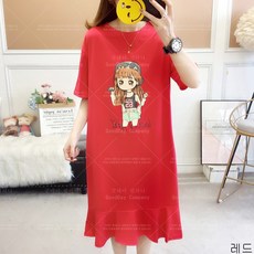굿데이 컴퍼니 여성 여름 순면 패턴 루즈핏 임부복 반팔 원피스 aYFQ25