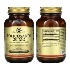 솔가 Policosanol 옥타코사놀 사탕수수 폴리코사놀 20mg 100캡슐