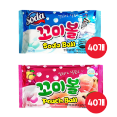 꼬미볼 복숭아맛 40g 40개 + 소다맛 40g 40개 (총80개)