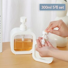 다용도 욕실 디스펜서 화장품 샴푸 린스 로션 주방세제 공병 용기, 5개, 300ml