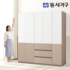 동서가구 소이 터치도어 2000 키큰 서랍+행거+틈새 옷장 YUR112, 화이트그레이