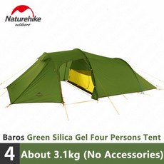 Nturehike 3-4명 초경량 가족 텐트 4계절 15d/20d/40d 패브릭 캠핑 하이킹, 4Persons 40D