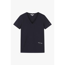 타미힐피거 레귤러 스크립트 브이넥 반팔 티셔츠 (T22B3TTO102WT1DW5)