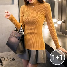 [코코블랑] (1+1특가) 사선골지니트
