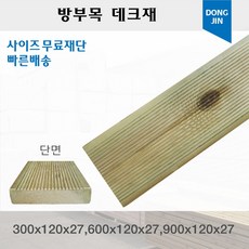 방부목 데크재 (300 600 900)x120x27mm 야외데크 DIY 맞춤재단 무료재단, 피스38mm