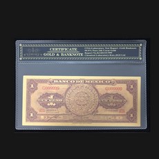 최신 멕시코 1969 년 24 k 금 지폐 가짜 돈 지폐 컬렉션을위한 coa 프레임과 1 달러 지폐 통화 공예, 1개, 단일