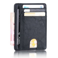 THINKTHENDO 슬림 RFID 차단 가죽 지갑 신용 ID 카드 홀더 지갑 남성 여성을위한 돈 케이스 2020 패션 가방 11.5x8x0.5cm|카드 & 신분증 홀더|