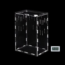 HK.sell 스몰스터 도마뱀 사육장 절지동물 하우스 사육 케이지 2칸형 (온습도계포함), 1개, 투명