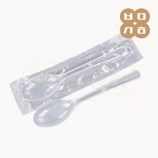 백만상회 [CN] 뜯을필요없는수저 일회용 1P 개별포장(반투명), 1개, 100개입