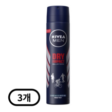 니베아 맨 드라이 임팩트 스프레이 데오드란트, 200ml, 3개