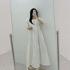 바스락 아노락 시원한 여름 반팔 캉캉 A라인 루즈핏 롱 원피스