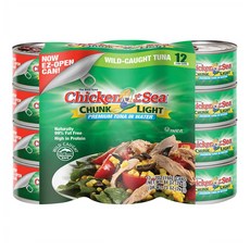 Chicken of the Sea Chunk Light Premium Tuna in Water 청크 라이트 프리미엄 참치 7oz(198g) 12개입, 198g, 12캔
