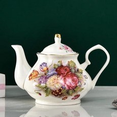 유럽 본 차이나 티팟 영국 애프터눈 티 세트 도자기 커피 포트 내열성 주전자 900ml, KONA 900ML, 1개